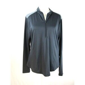 Under Armour Golf Fitted Black Gray 1/2 Zip Women L Long Sleeves 28-706
